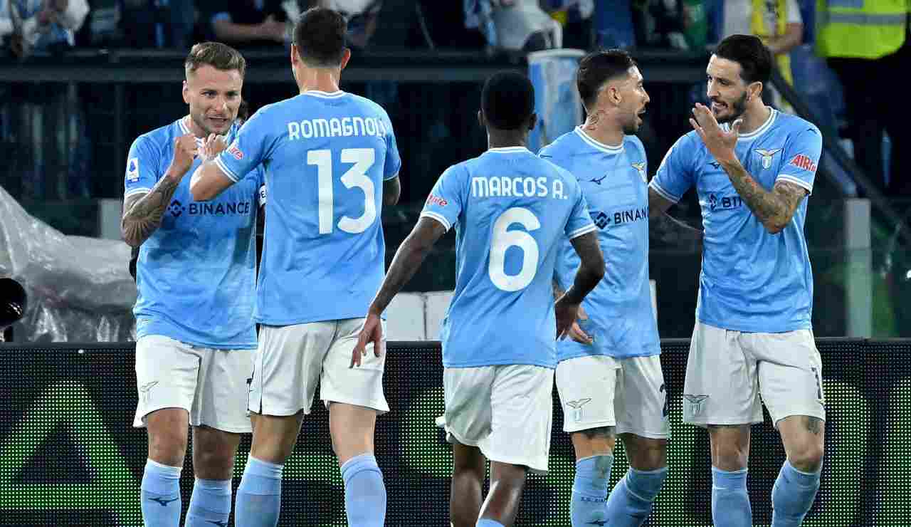 La Lazio festeggia una rete - Foto ANSA - Ilromanista.it