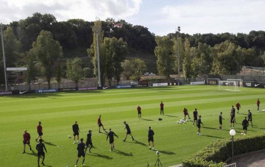 La Roma in allenamento al centro sportivo di Trigoria - Foto ANSA - Ilromanista.it