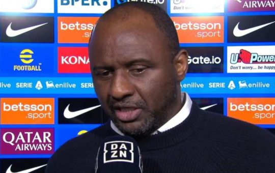Patrick Vieira ai microfoni di Dazn - Facebook - Ilromanista.it