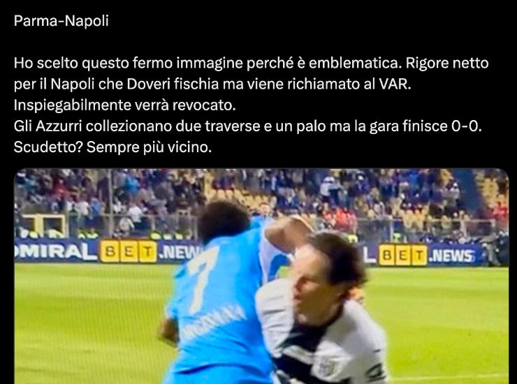 Il tweet di un utente su X - Ilromanista.it