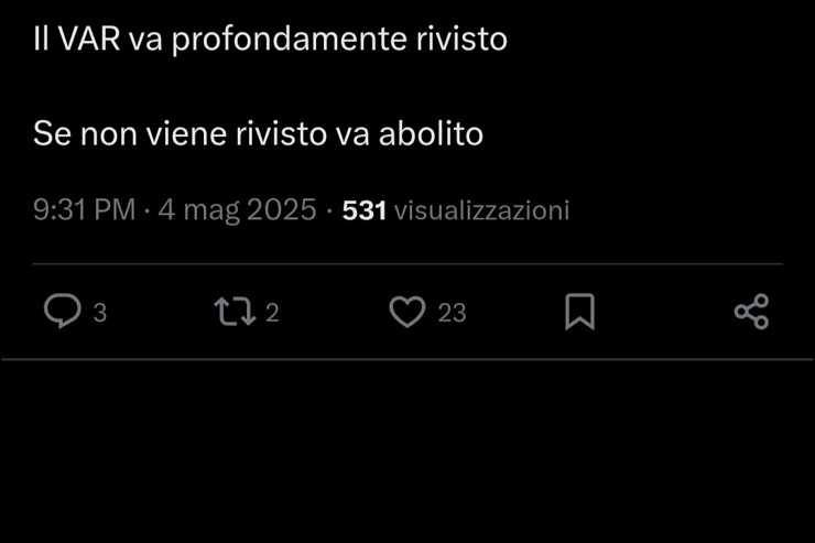 Lo screen che riguarda il var - Foto X - Ilromanista.it