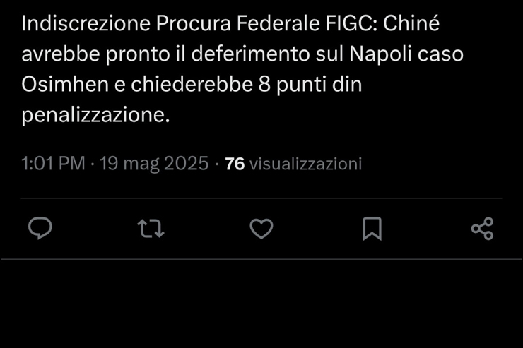 Lo screen che riguarda la penalizzazione - Foto X - Ilromanista.it