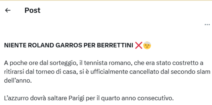 Berrettini salta Parigi