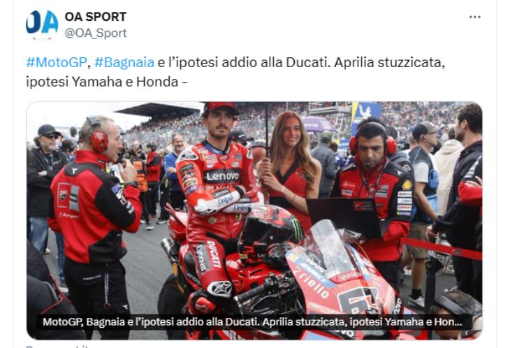 Bagnaia verso l'Aprilia