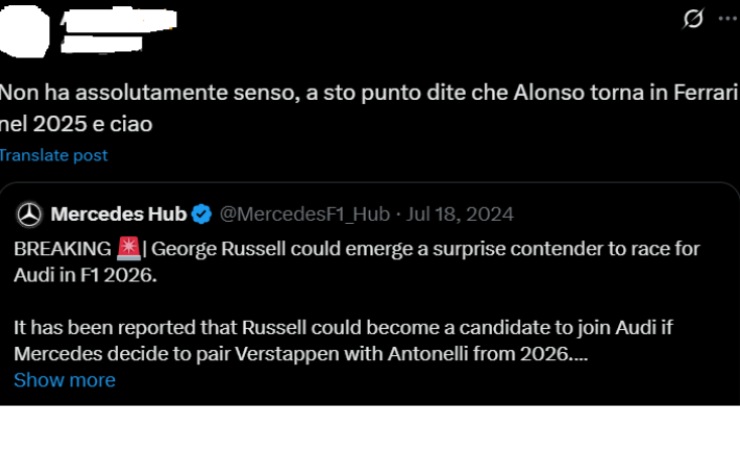 La provocazione dell'utente su X