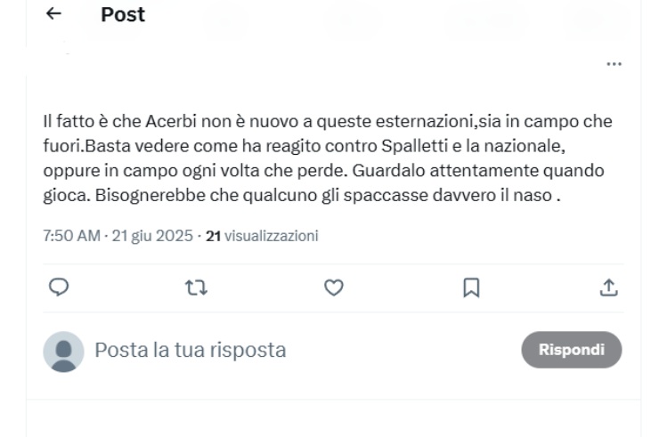 Il post contro Acerbi