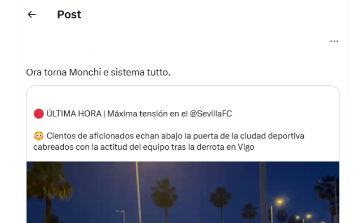 Monchi non torna in Spagna