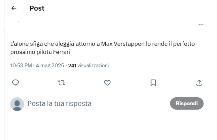 Post su Verstappen