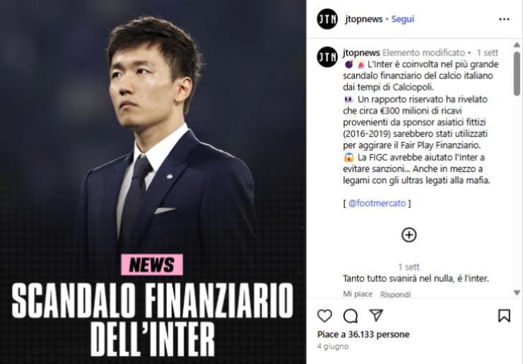 Scandalo finanziario - Fonte Instagram - ilromanista.it