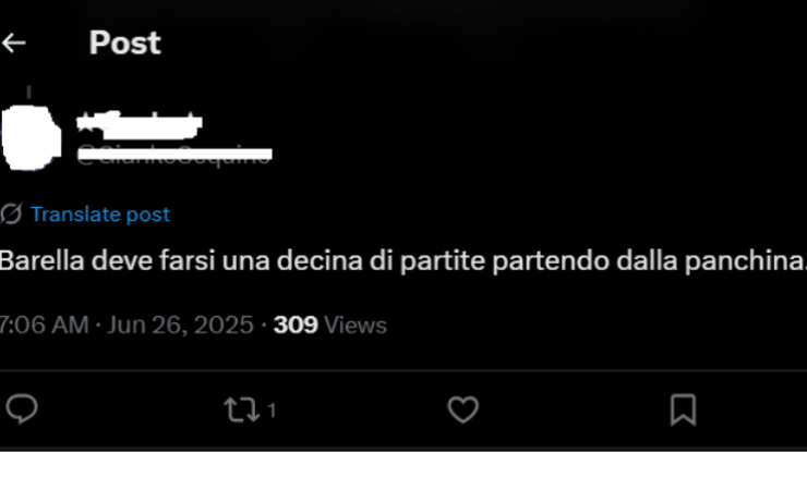 Il pensiero dell'utente su Barella 