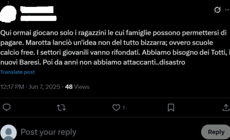 La denuncia dell'utente su X 
