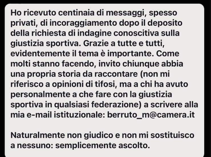 Il post su X di Mauro Berruto - Ilromanista.it