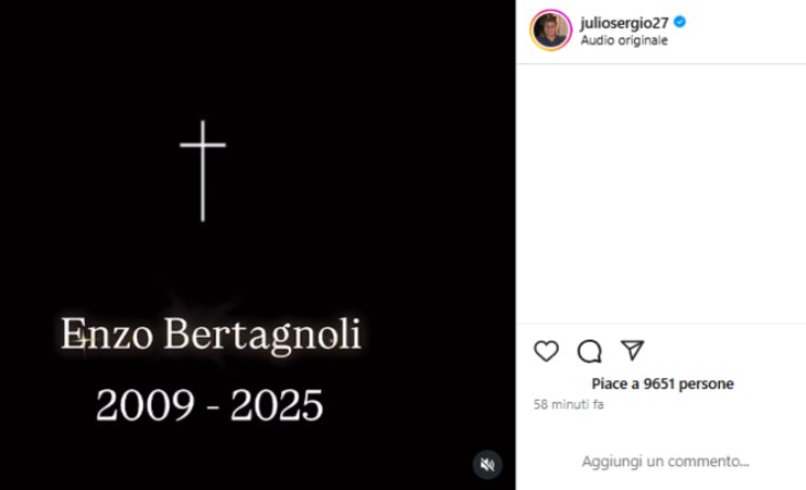 Julio Sergio, il tragico annuncio sui social network - Fonte Instagram - ilromanista.it