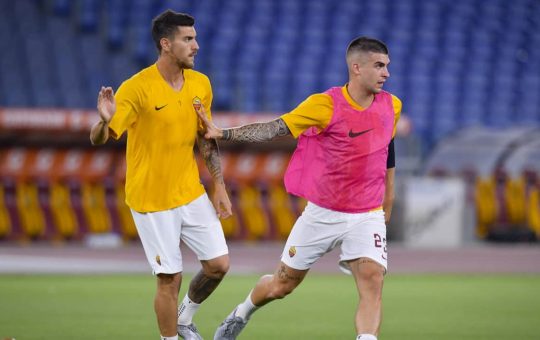 Lorenzo Pellegrini e Gianluca Mancini - Foto Lapresse - Ilromanista.it