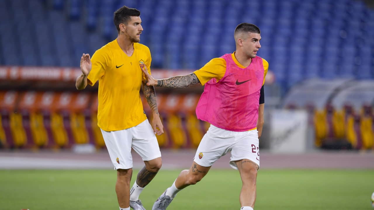 Lorenzo Pellegrini e Gianluca Mancini - Foto Lapresse - Ilromanista.it