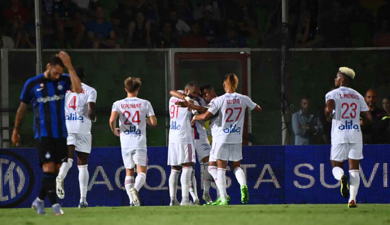 Uno scatto della gara tra Inter e Lione - Lapresse - Ilromanista.it