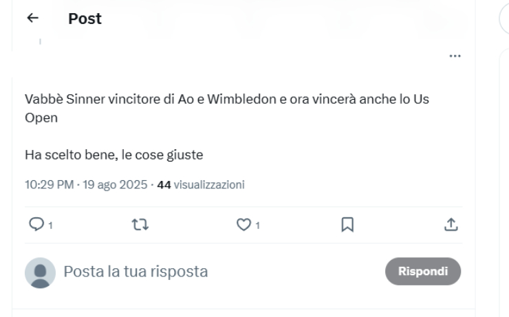 Sinner vincitore a Flushing Meadows