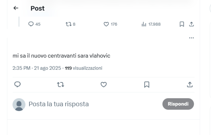 Il post del tifoso su Vlahovic
