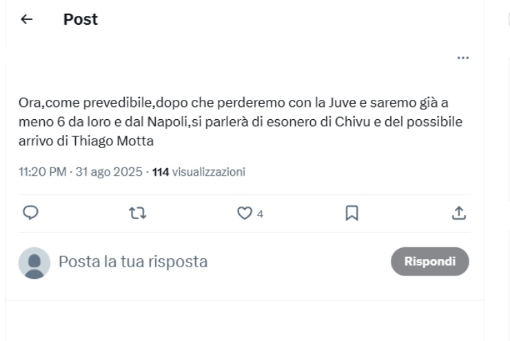 Vicino l'esonero di Chivu