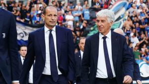 Max Allegri e Gian Piero Gasperini - Foto Lapresse - Ilromanista.it